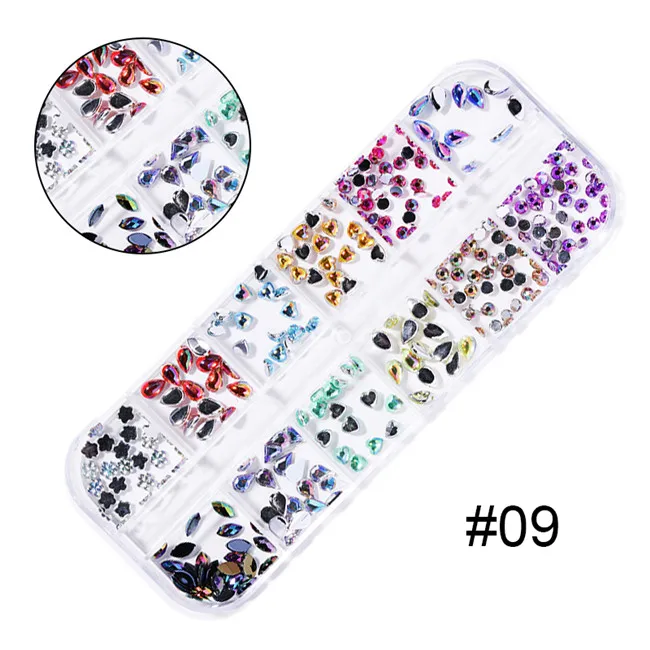 Multi-size Nail Rhinestones 3D Crystal AB Clear Nail Stones Gems Pearl DIY Nail Art Decorations Gold Silver Rivet Rhinestone - Цвет: A9