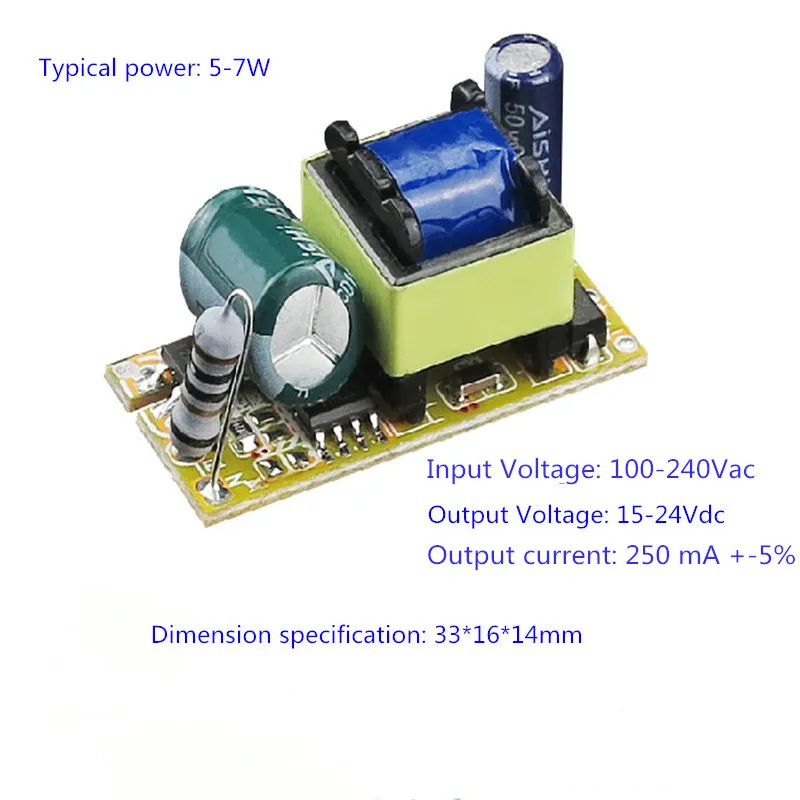 5-7 Вт AC100-240V 250 мА +-5% изолированный источник питания E27 лампа в виде свечи