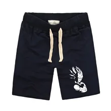 Летние мужские шорты с принтом Dragon Ball Z, прямые мужские шорты из чистого хлопка, Saiyan, черные короткие штаны