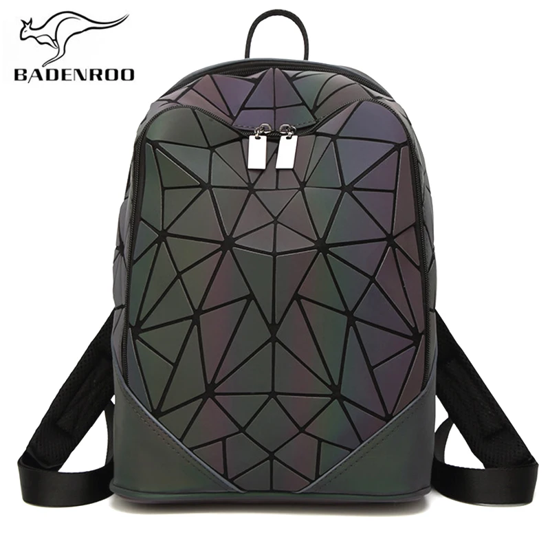 

Badenroo Women Backpack Female Geometric Holographic Leather Backpacks Plaid Sequin Rucksack Diamond Backpack Mochila Feminina