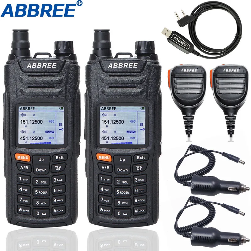 

2pcs Abbree AR-F6 Walkie Talkie 6 bands 125-560MHz Dual band LCD Color Display Standby 999CH VOX DTMF SOS Portabling Radio