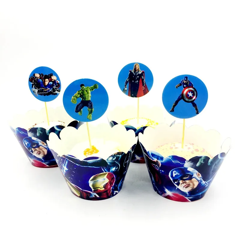 6 шт./партия, коробки для попкорна с супергероями Мстителями, украшения для дня рождения, вечерние принадлежности, украшения для дня рождения детей