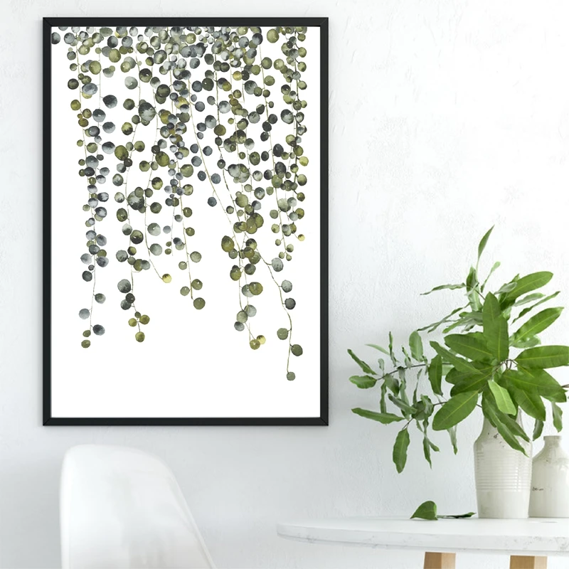 

Watercolor Pearl Plant Canvas Painting Art Wall Picture , Botanical Canvas Print Succulent Poster For Living Room Wall Art Decor