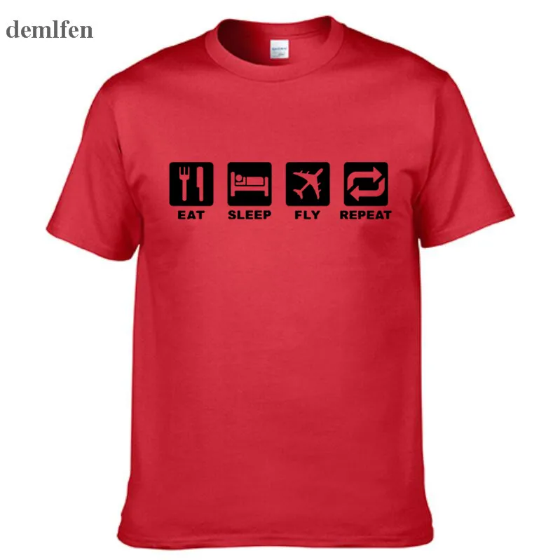 Модная футболка с принтом летчика, авиация, летающая, есть сон, летающая, смешная, хлопковая, с круглым вырезом, футболки, хип-хоп, для мужчин и женщин, топы, футболки - Цвет: red