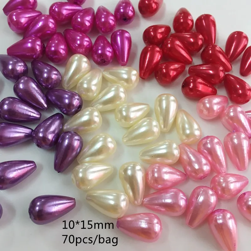 cheap Meideheng ABS heteromorphism Color pearl drops Beads For Jewelry Making DIY Craft Accessories Beads Fit Jewelry Handmade 10*15mm
