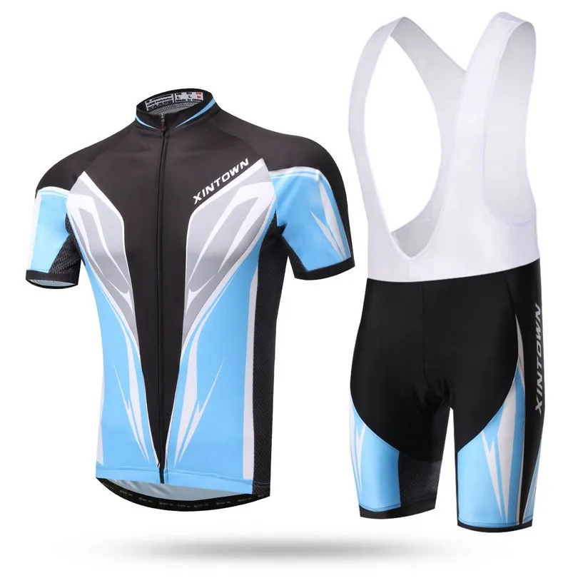 

2016 XINTOWN Men Bike Jerseys Shorts Sets Blue Black Pro Bike Clothing Suits Bicycle Shirts Cycling Wear mtb Jersey Shorts Sets