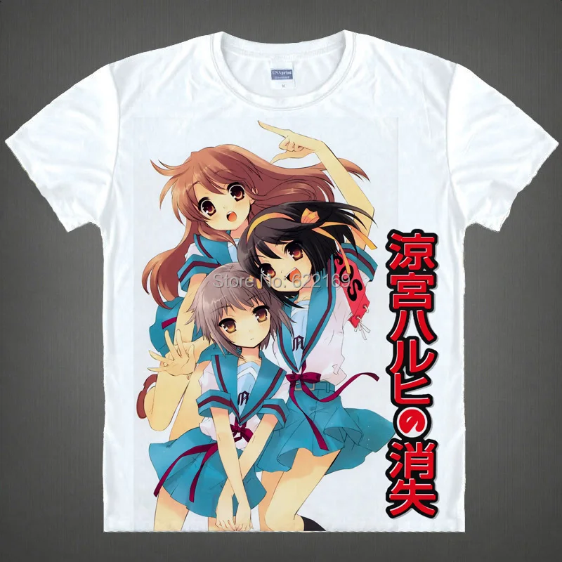Японская футболка аниме Харухи зузузумия Coolprint Kyon хлопковая рубашка Косплей