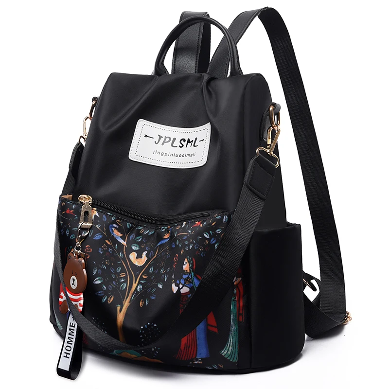 

2019 New Fashion Women Backpack Stitching Printing Student Bag Large Capacity Oxford Back Pack Anti-Theft Travel Bag 65865
