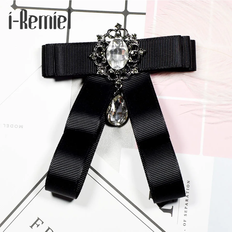

i-Remiel Ribbon Bow Brooch High-grade Brooches Broche Pin Bowknot Bowtie Corsage Black Ties for Men Crafts Bouquet Wedding Large