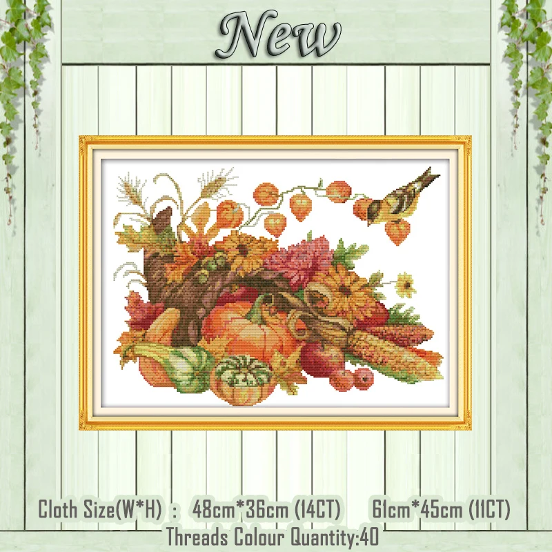 

The harvest of autumn decor painting counted printed on the canvas DMC 11CT 14CT kits DIY Cross Stitch embroidery needlework Set