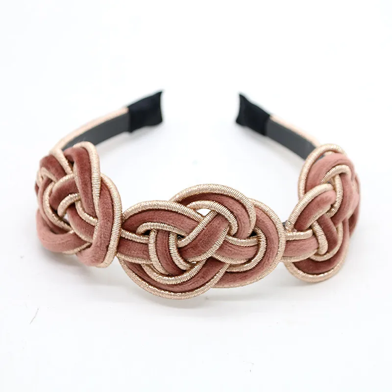 2019B Wide braided velvet 3cm wide plain design hairbands women hair accessories winter hairbands