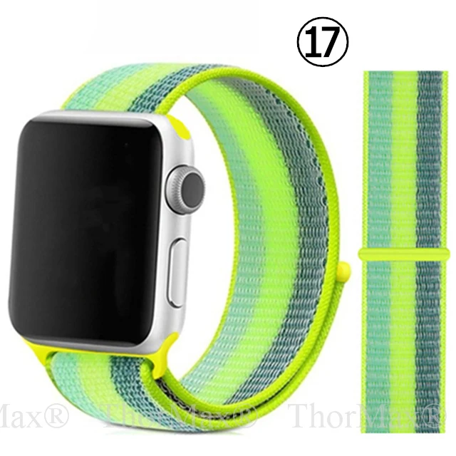 Нейлоновый спортивный сменный ремешок для Apple Watch 5/4 40 мм 44 мм Полосатый Мягкий дышащий ремешок для iwatch серии 5 4 3 38 мм 42 мм - Цвет ремешка: 17-YG Stripe