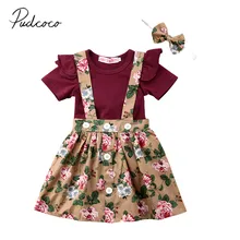 Фирменная Новинка Летнее, для малыша на зиму для новорожденных и малышей, для девочек, рукава-крылья Прочный Комбинезон ремень средней длины юбка, Детская повязка на голову; комплект одежды из 3 предметов