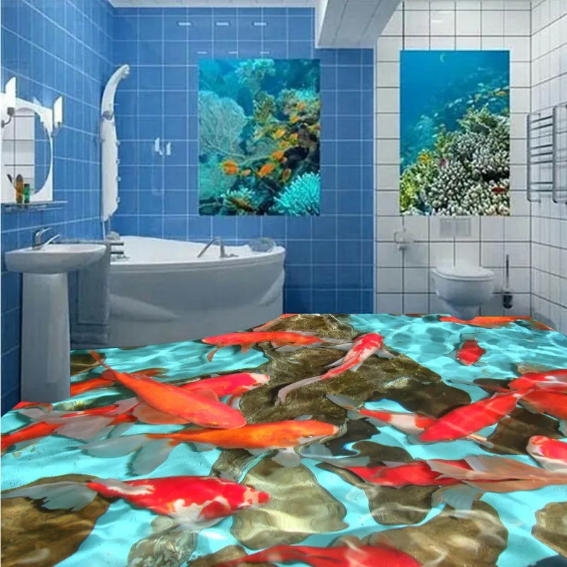 Free Shipping Hawthorn red carp 3D flooring wallpaper bedroom lobby bathroom waterproof floor mural chinese new harvest hawthorn extract hawthorn berry extract flavone 600g