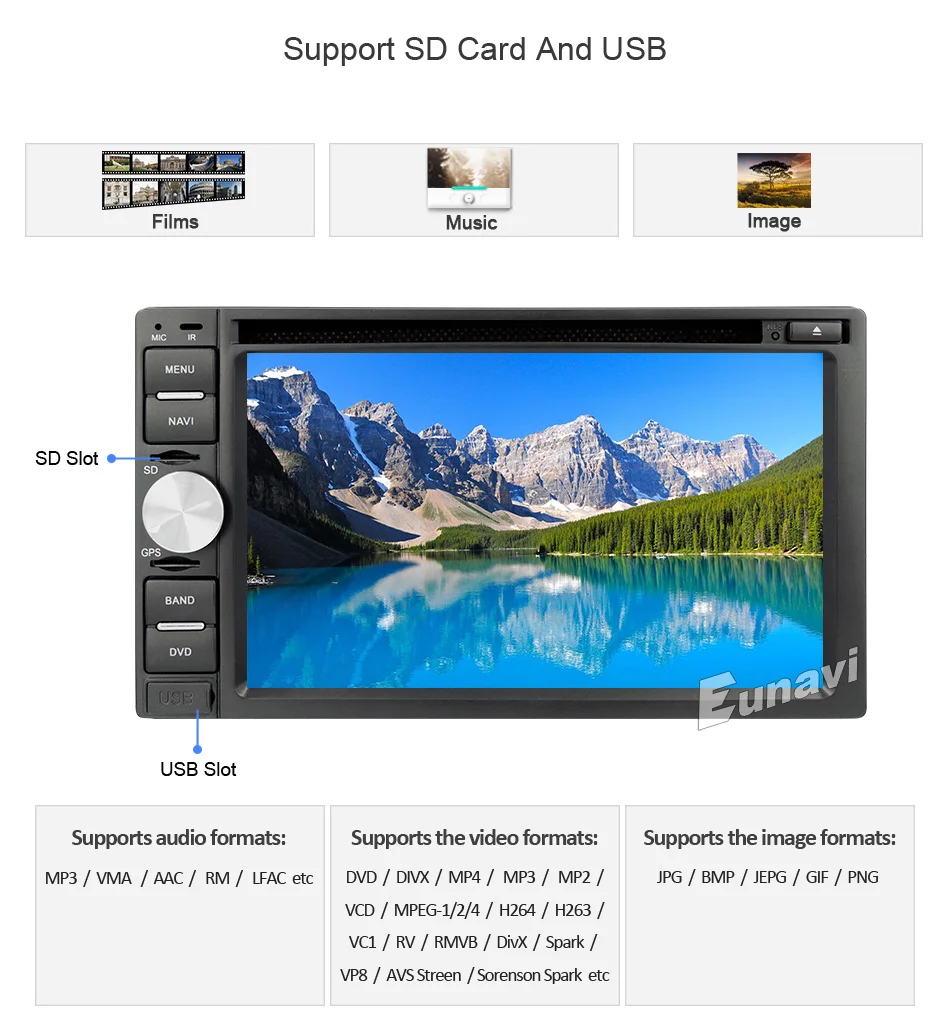 Clearance Eunavi Double 2 Din Car PC DVD player for universal with GPS Navigation MP3 Radio RDS Video country map Bluetooth Mp4 car sterto 15