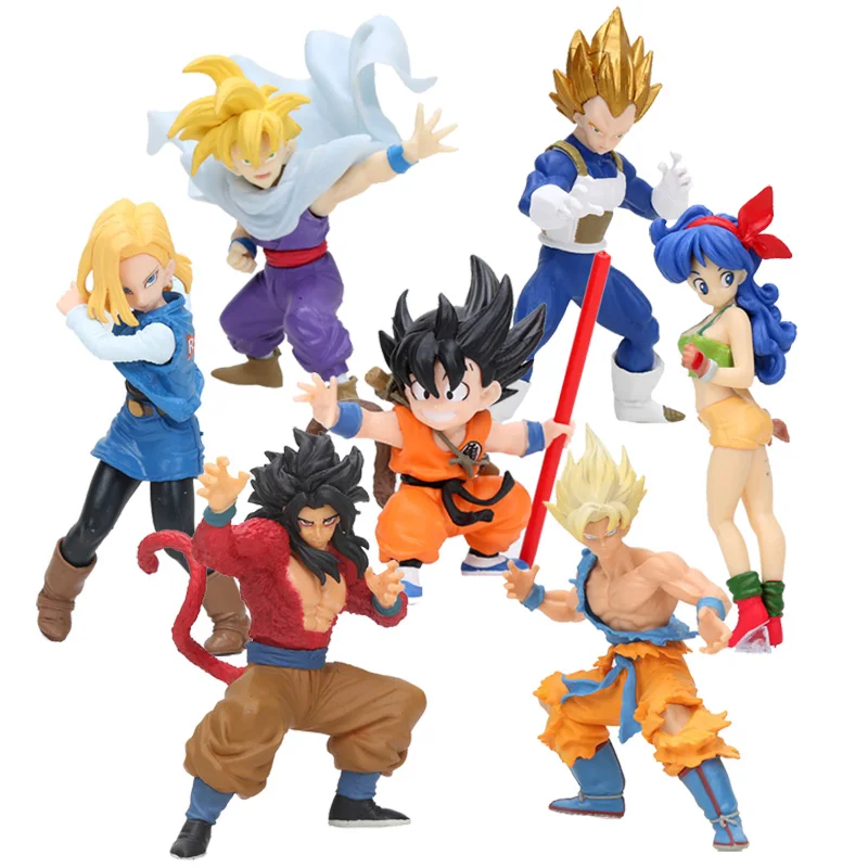 

Dragon Ball Z Figures Son Goku Lunch lunchi Son Gohan Vegeta Bulma Super Saiyan 4 PVC Action Figures Doll PVC Model Toys