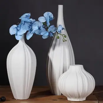 

design white ceramic creative contracted flower vase pot home decor craft room decoration handicraft porcelain figurine bedroom