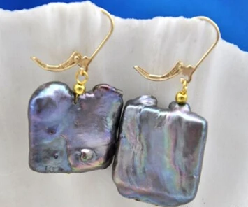 

hj 00601 baroque black keshi reborn pearl dangle earring