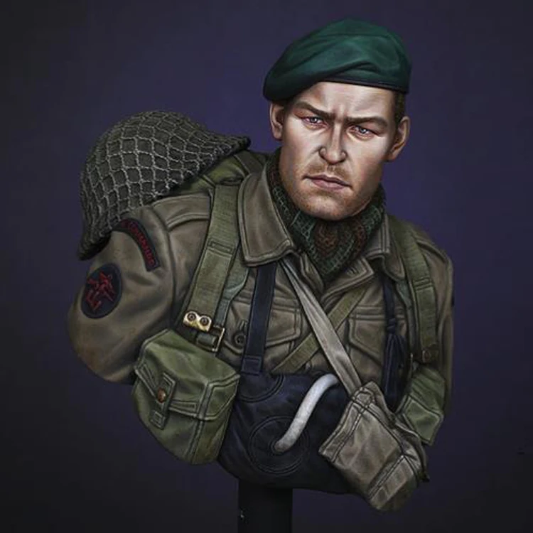 

1/10 WW2 British Commando on D-Day, Resin Model bust GK Military subject matter Unassembled and unpainted kit