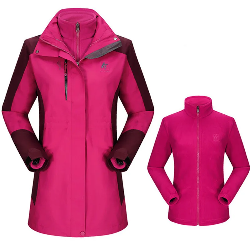 

Dropshipping Winter Outdoor Hunting Jacket Women Hooded Hiking&Camping Jacket Lining 2 In 1 Ski Jackets High Quality