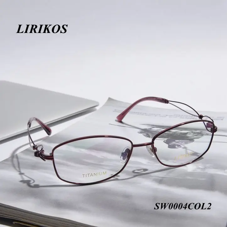 DARK RED LIRIKOS, чистый титан, пересечение, Бизнес Стиль, женские очки для чтения, прозрачные линзы для глаз, мужские очки, аксессуары для очков - Цвет оправы: DARK RED