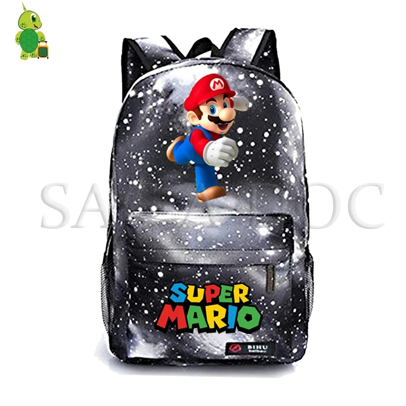 سوبر ماريو يوشي مدرسة حقيبة الظهر المراهقين الفتيات الفتيان غالاكسي الفضاء اليومية Mochila كمبيوتر محمول على ظهره عارضة حقائب السفر