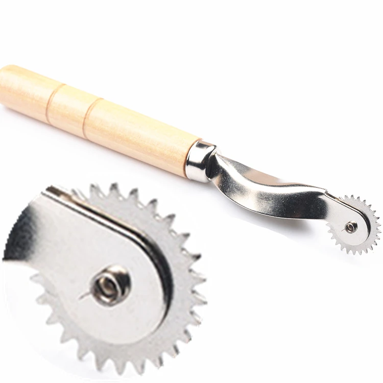 Leather Fabric Paper Serrate Tracing Wheel Sewing Tool with Wood Handle