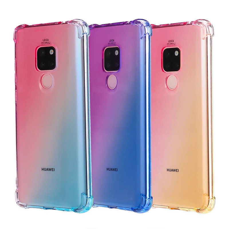 100 шт градиентная воздушная подушка противоударный чехол для huawei P30 P20 mate 30 20 X Pro Lite Nova 5i 5 Y9 Prime Мягкий силиконовый чехол