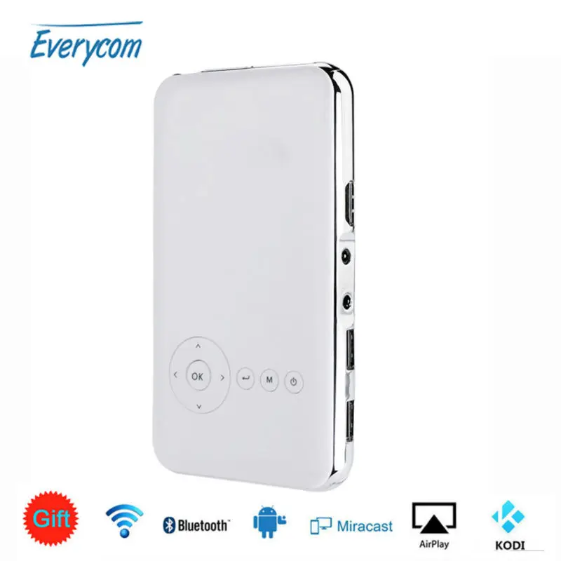 Everycom S6 plus Android AC3 Bluetooth mini phone projector dlp wifi portable 5000 mah Battery Handheld smartphone Proyector