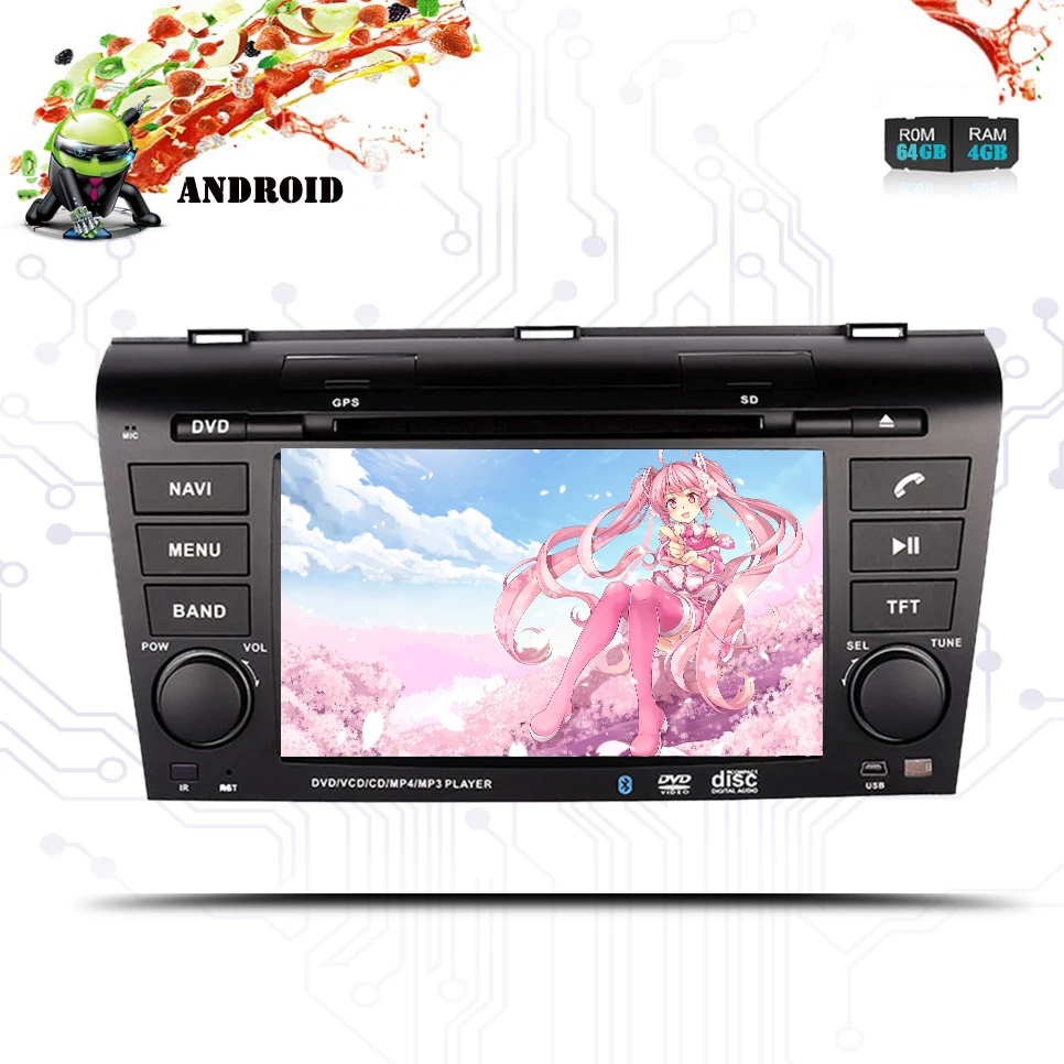 IPS экран Android 10.0Car DVD мультимедийный плеер для Mazda 3 2004 2005 2006 2007 2008 2009 с WiFi Bluetooth радио