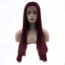 Bombshell длинные шелковистые прямые ошибка цвет красного вина синтетические Glueless жаропрочных волос бордовый красный синтетические волосы на