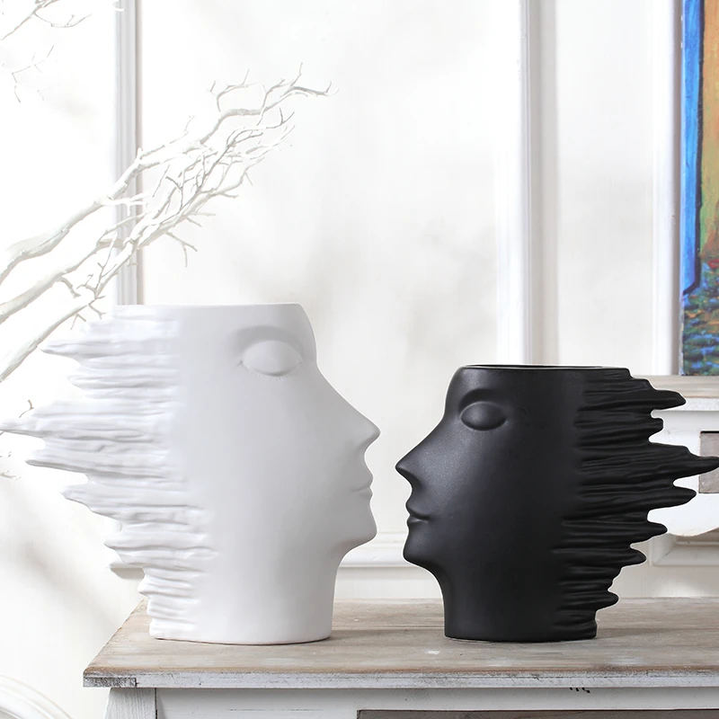 fumisee Ceramic Statue Sculpture/Vase Hybrid,Human Face Abstract Statue Modern Creative Flower Vase,Unique Bust Head Shaped for Gift Home Office Decoration Minimalist Decor-Gold fumisee Ceramic Statue Sculpture/Vase Hybrid,Human Face Abstract Statue Modern Creative Flower Vase,Unique Bust Head Shaped for Gift Home Office Decoration Minimalist Decor-Gold