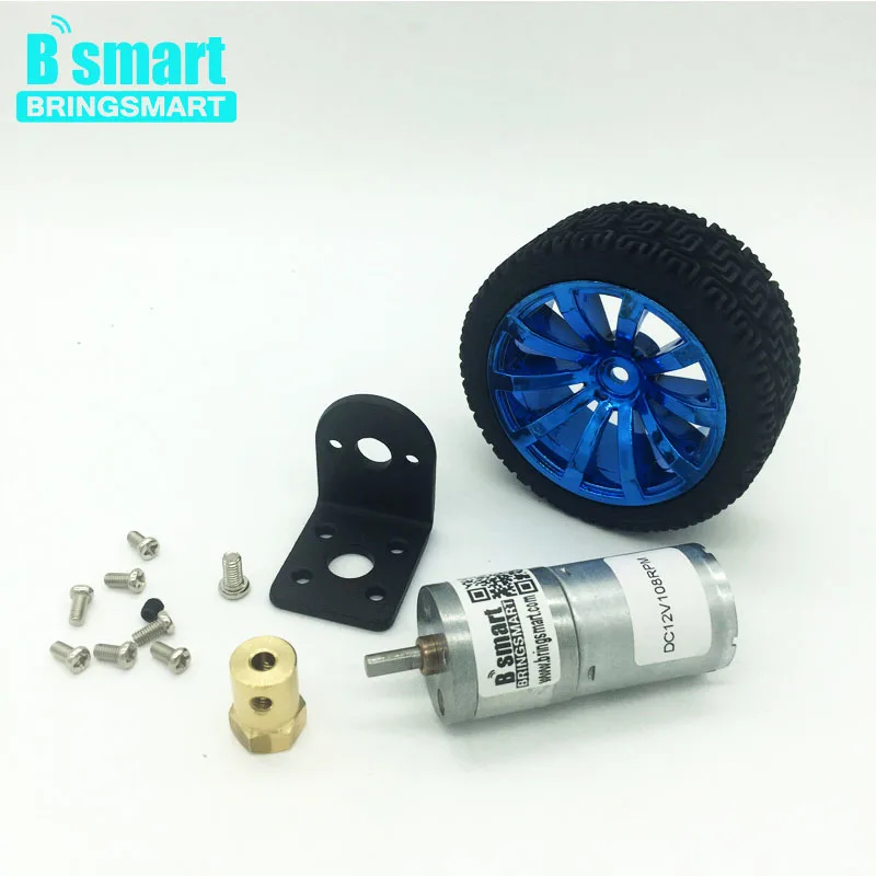

Bringsmart JGA25-370TC DC Gear Motor 6V Mini Motor 12V with Mounting Bracket Coupling and Screw Combination for Toy Car Kits