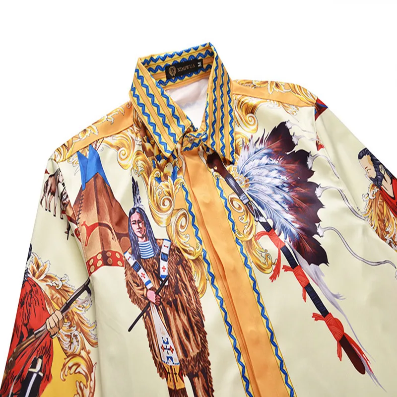 2018 Mens Hawaiian Gothic Shirt Men Homme Fashion Brand Cotton Luxury Fancy Shirts 3D Print Men Casual Slim Fit Tuxedo Shirts