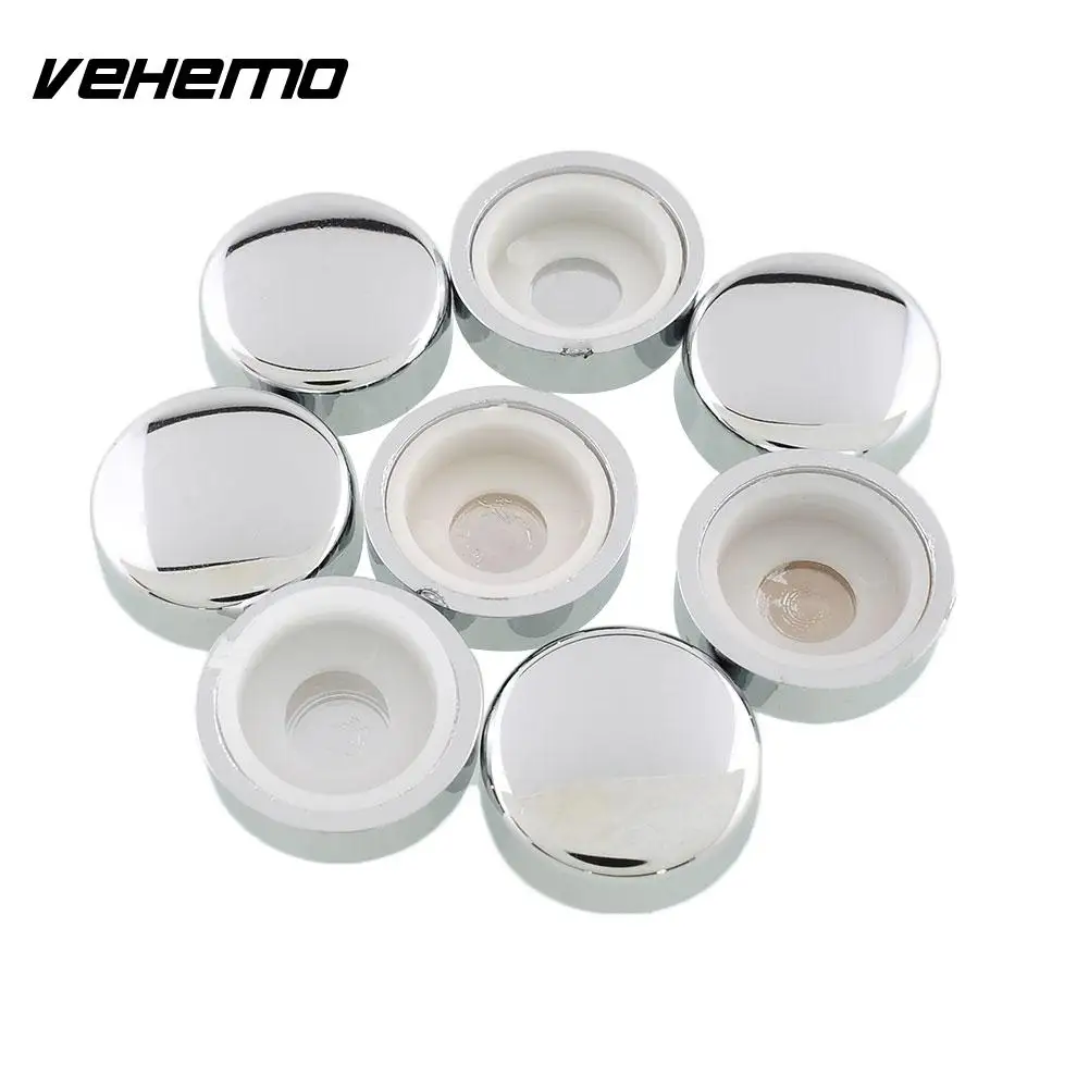 

Vehemo 8pcs Silver Chrome Caps License Plate Frame Screw Nut Adapter Rings Set