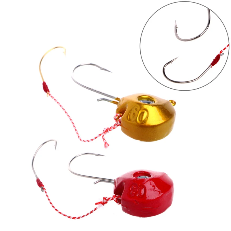 

Fishing Hooks Fishhooks 60 80g Lead Head Jigs with Single Hook Accessories Boat Fishing Baits with Hook Enquipment
