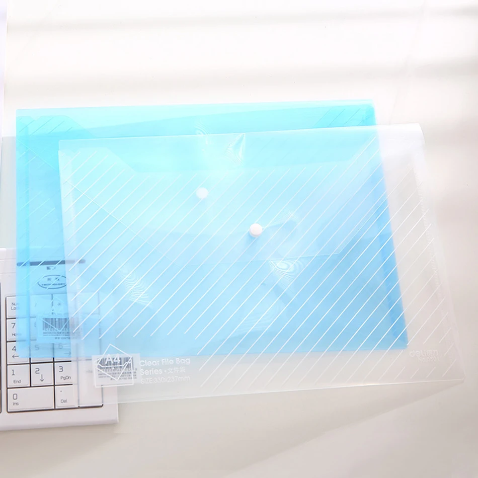 A4 plastic file folder white blue portable document folder paper