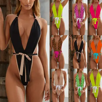 

One Piece Swimsuit 2019 Swimwear Women Bandage Swimsuit Push Up Bikini Beachwear Bathing Suit Monokini A2406YPC