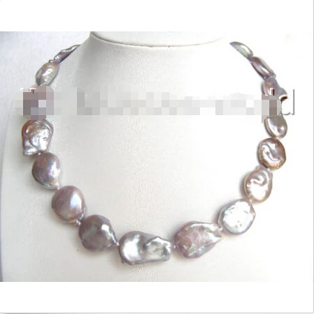 

FREE SHIPPING>>>@@ > Gorgeous 22mm purple natural SOUTH Reborn keshi pearls necklace b13297^^^@^Noble style Natural Fine jewe fa