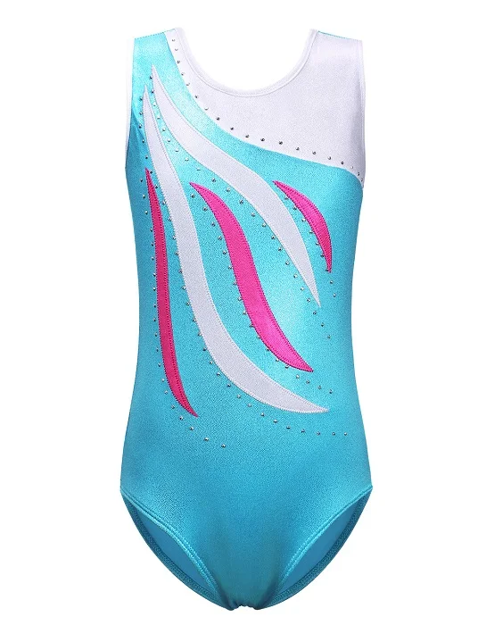 Балетное гимнастическое леопардовое трико для девочек BAOHULU, Полосатое балетное платье, танцевальная одежда для девушек, платье, купальники для фитнеса, костюмы - Цвет: B179 LightBlue