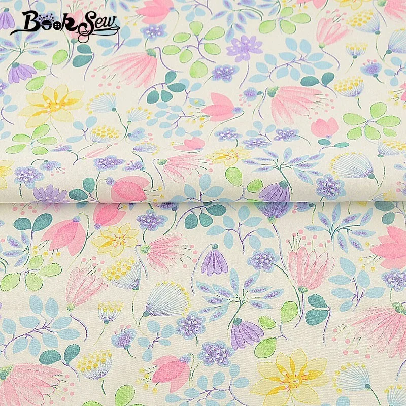 Booksew хлопковая ткань с цветочным узором Tecido швейный материал DIY Белый стежка Telas