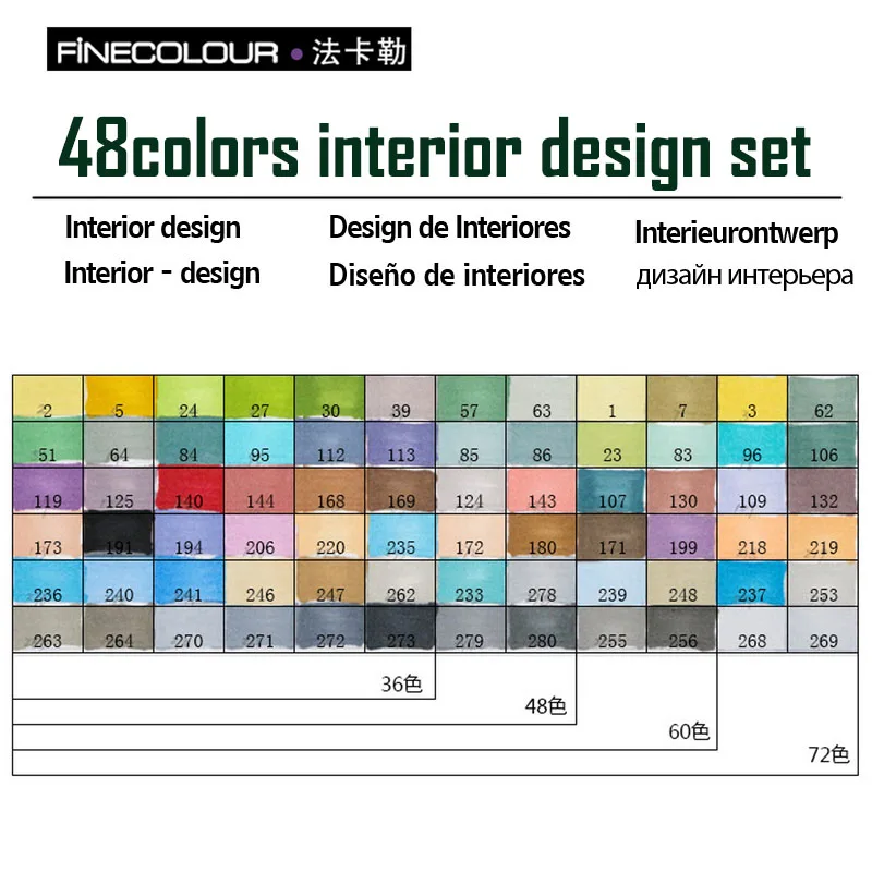 Finecolour EF101 Граффити Маркер рисунок ручки finecolor 160/72/60/48/32 компл. двойной алкоголь эскиз маркеры картина подкладке Manga - Цвет: 48 interior EF101