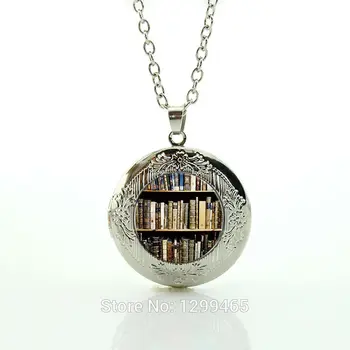 

Wholesale Library Book Case Necklace Vintage Style Gift for Students Teachers and Librarians Necklace locket pendant N737