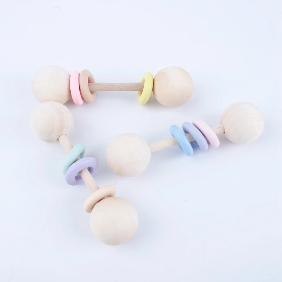 

3PC Wooden Ring Neutral Play Gym Good Montessori Toys Non-toxic Christmas Baby Rattles Gifts Food Grade Wooden Teethers Toys