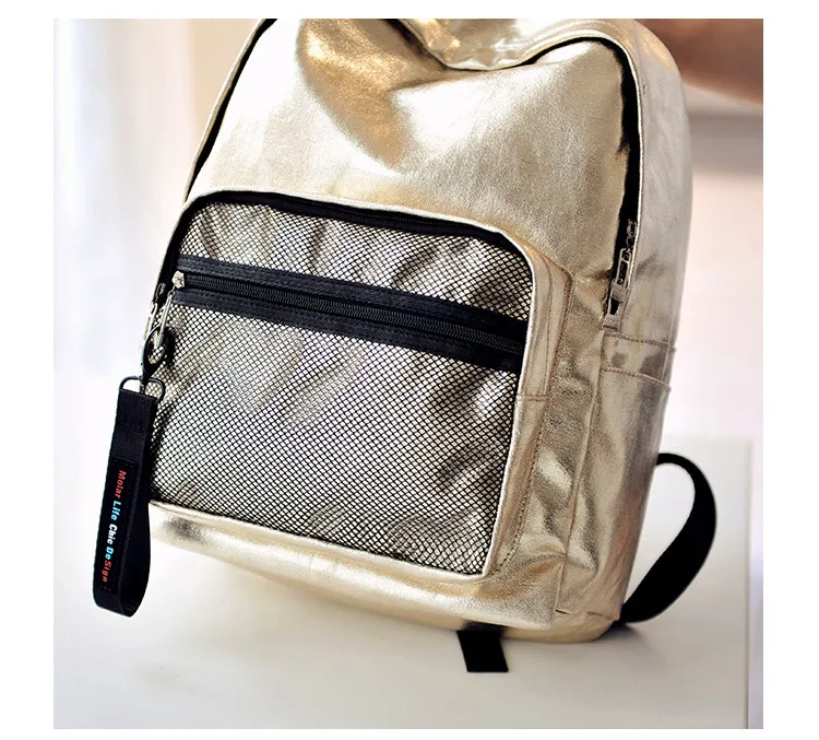 MJ Unisex Backpack Fashion Metallic Female Backpacks Casual Daypack Large Travel Bag Big Holographic Backpack Cool School Bags (6)