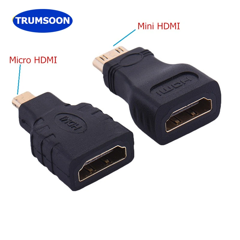 Trumsoon 5pcs/lot Mini Micro HDMI to HDMI Adapter Converter Cable Male to Female 1080P Cables for TV PS3 projector
