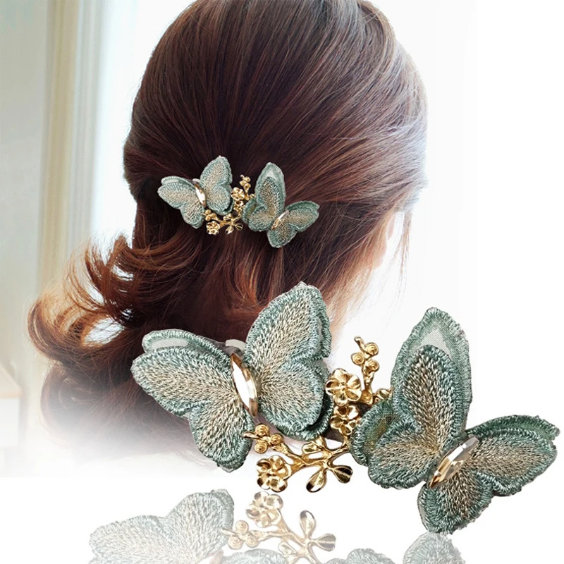 

Lace embroidery Butterfly Hair Clips Chiffon Girls Hairpins Hair Jewelry For Women Hair Accessories Barrettes Headdress Hairpins