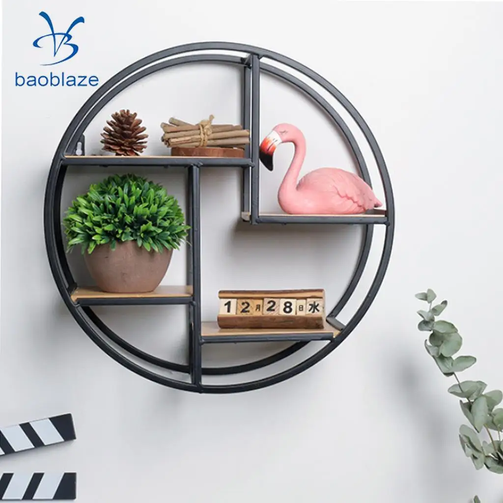 Chinese Garden Design Floating Wall Shelf Storage Display Rack Holder Flowers Vase Picture Calendar CDS Display Stand Black Iron