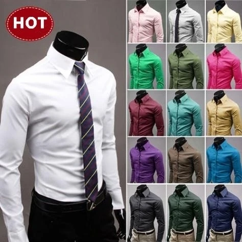 

2019 Mens Shirts Stylish Long Sleeve Chemise Homme Masculina 17colors Size: M-XXXL Social Camisas Hombre Vestir Casual Shirt 1