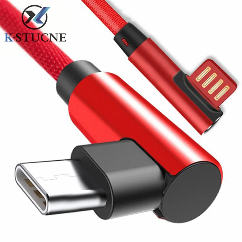 

USBC TypeC 2.4A Fast Charging Usb C Cable USB Type C 90 Degree L Type-c 3.1 Data Cord Charger Usb-c for Samsung Xiaomi Huawei